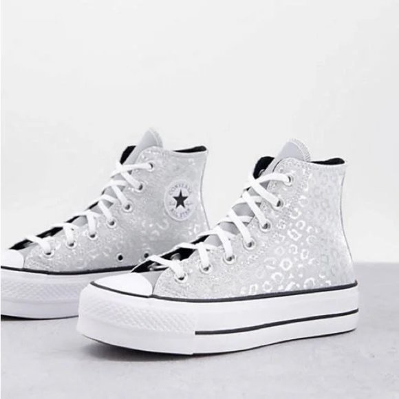 Converse Shoes - Converse Platform Hi Lift Glitter Leopard Metallic Print High Top